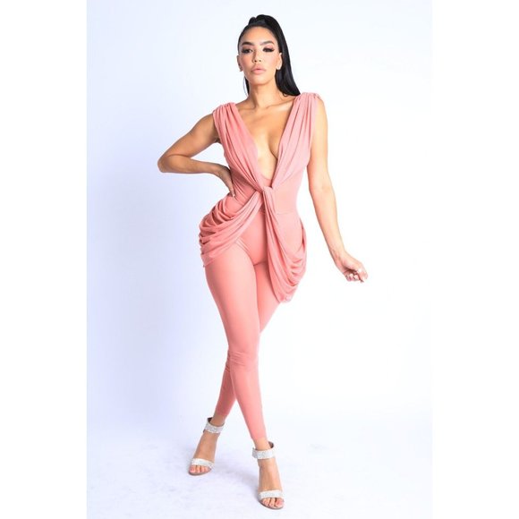 Women's Jumpsuit Sleeveless Lightweight Draped Mesh Jumpsuit Party Club Sexy - Picture 4 of 11